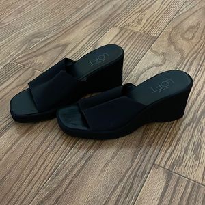 Loft black slip on wedges